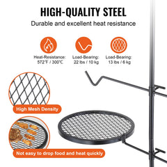 VEVOR Swivel Campfire Grill heavy-duty steel frame ready for outdoor cooking