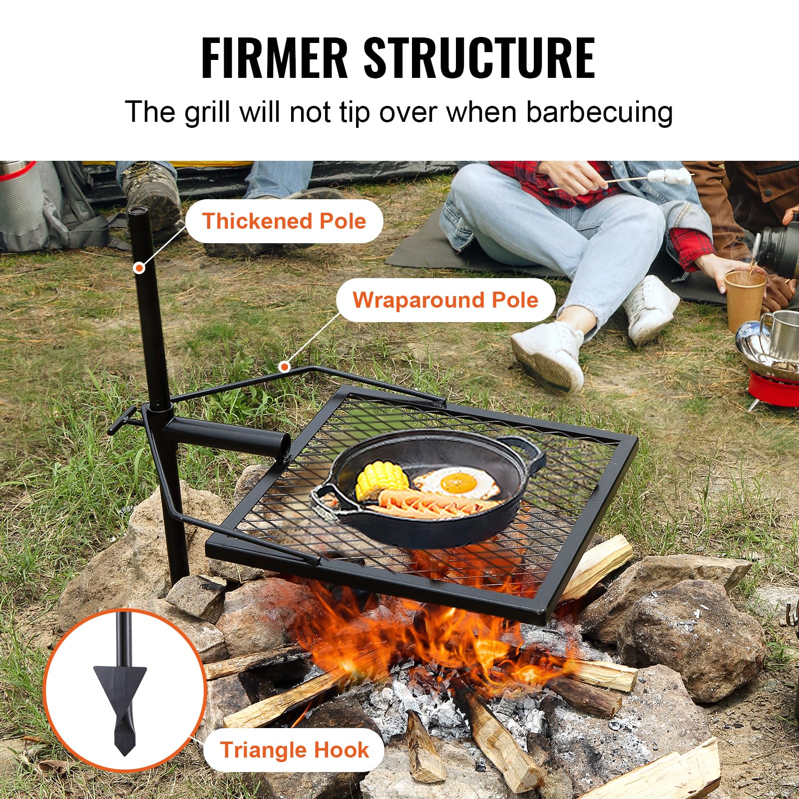 VEVOR Swivel Campfire Grill portable setup ready in minutes