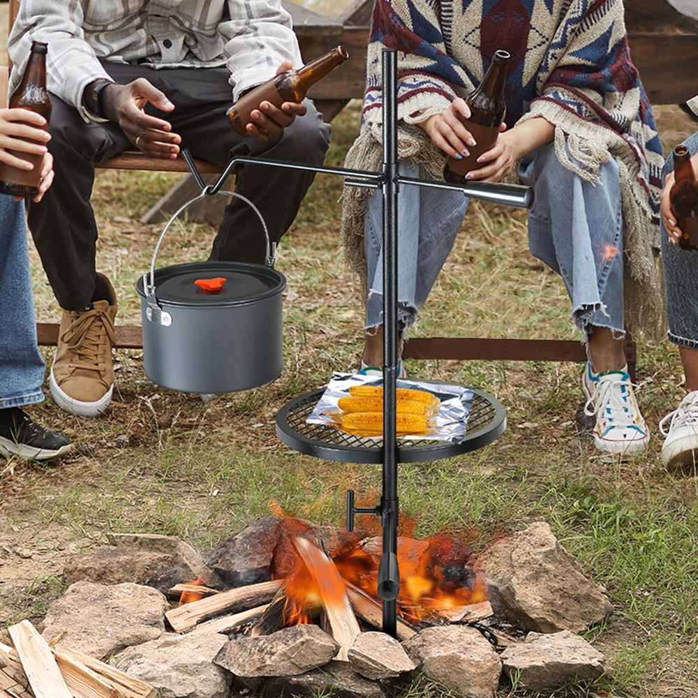 VEVOR Swivel Campfire Grill U shaped hook supports dutch ovens and kettles