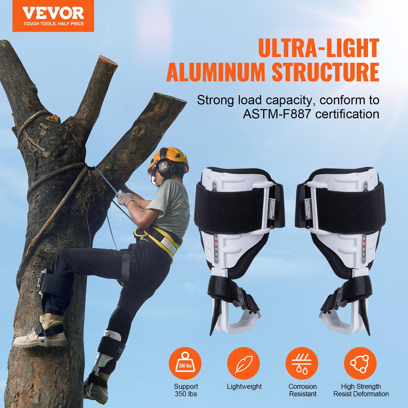VEVOR Tree Climbing Spikes with EVA padding for comfortable long climbs.
