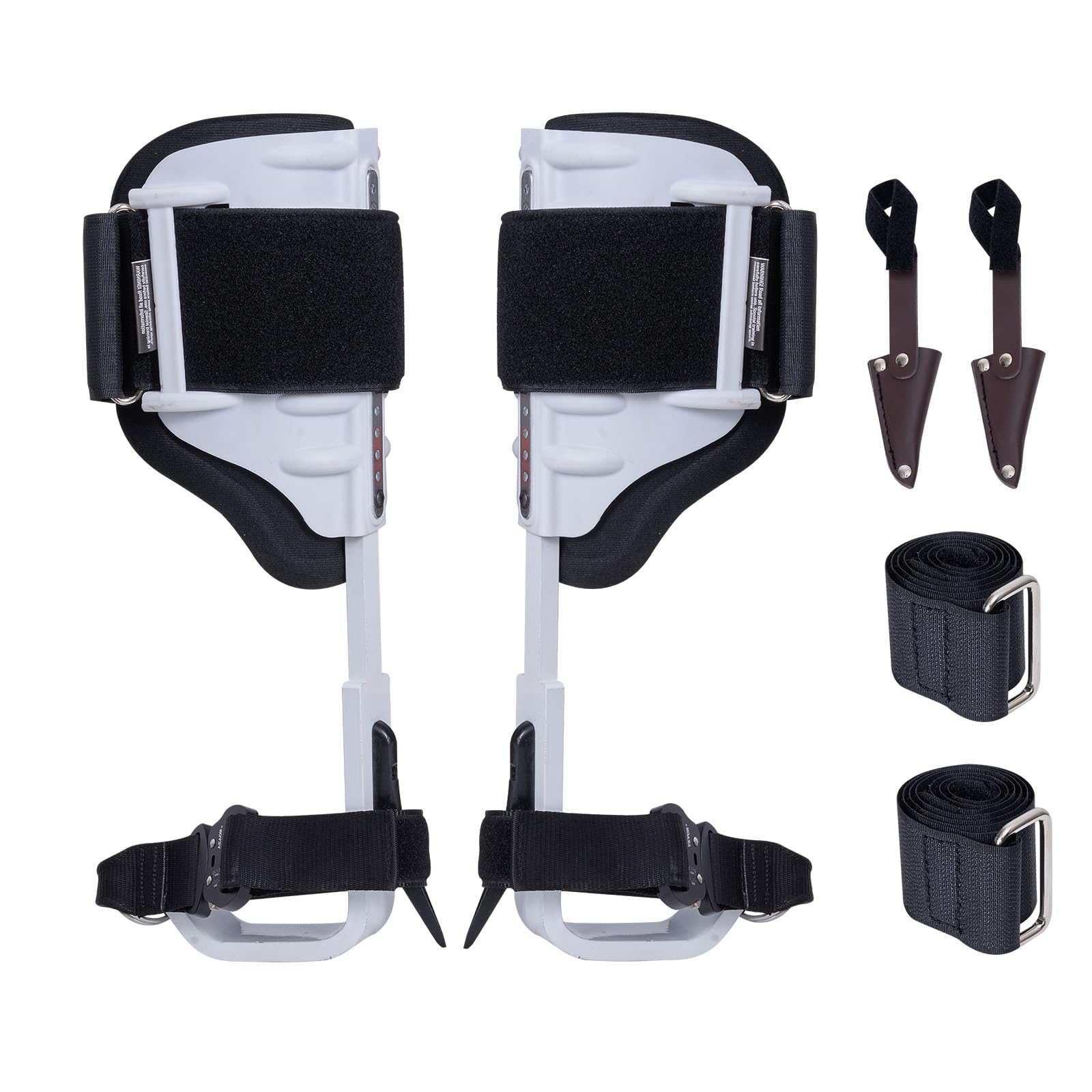 VEVOR Tree Climbing Spikes pair on trunk showing sturdy aluminum structure for safe ascent.