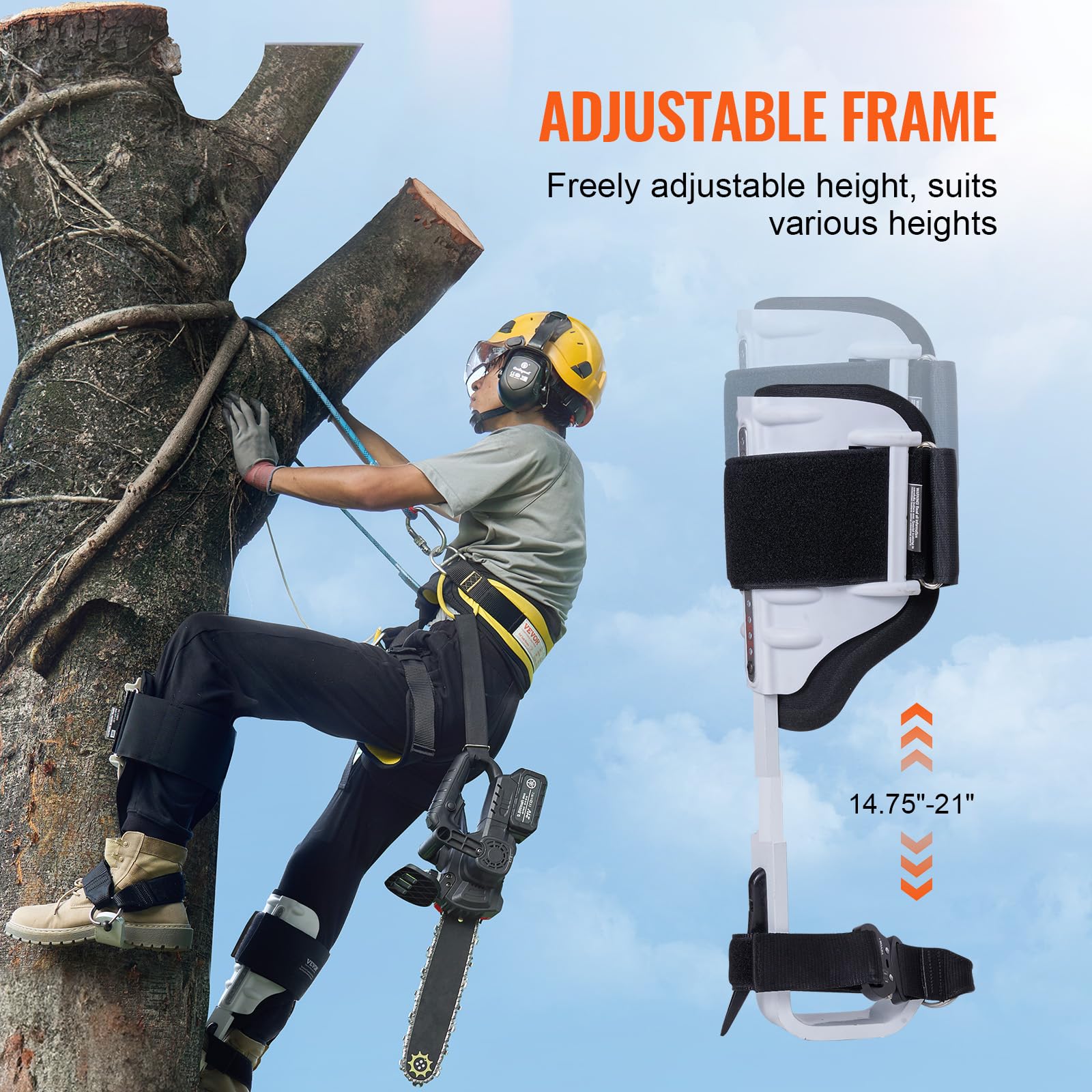 VEVOR spikes penetrate bark for secure grip during ascent.