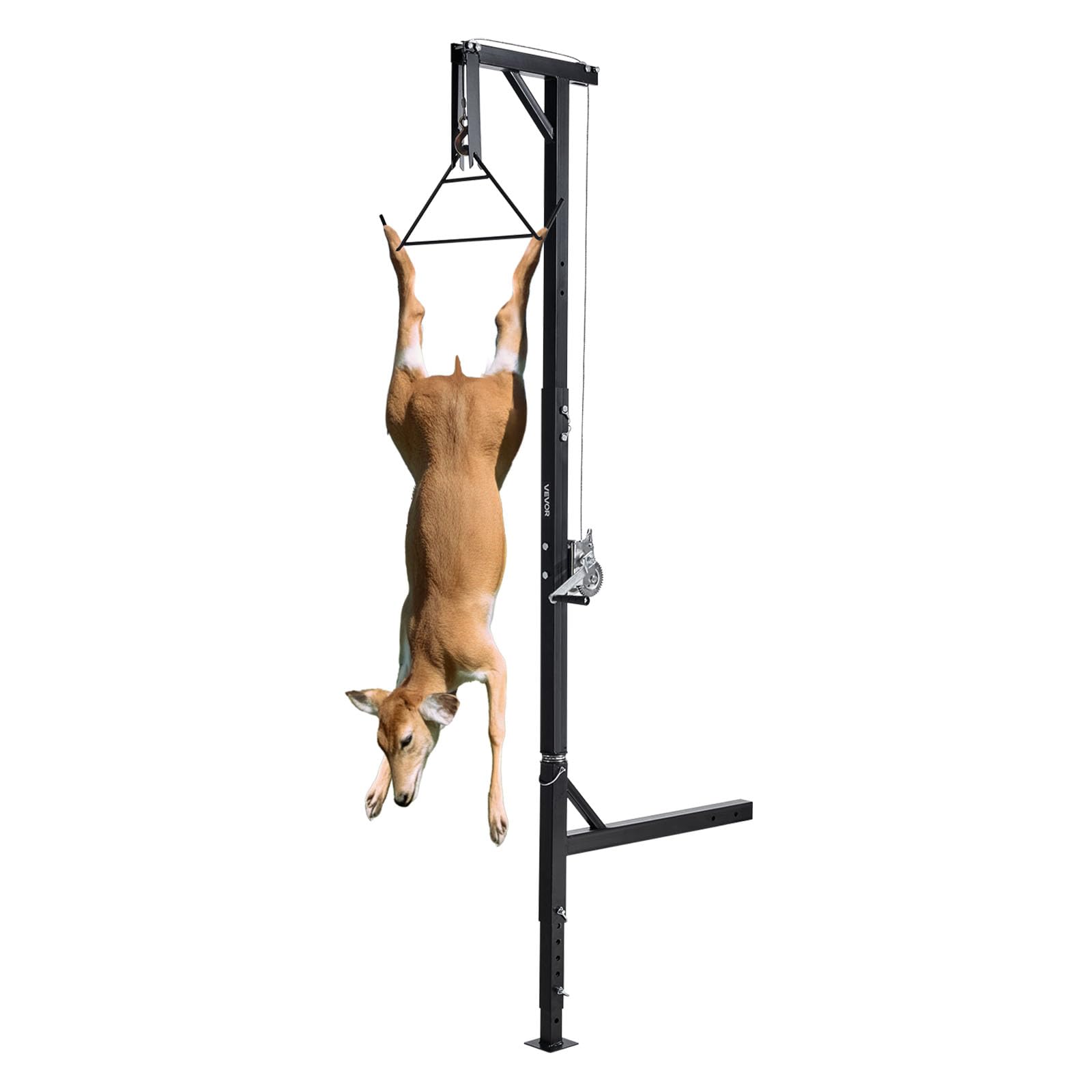 VEVOR truck hitch game hoist assembly shows sturdy mounting for heavy game