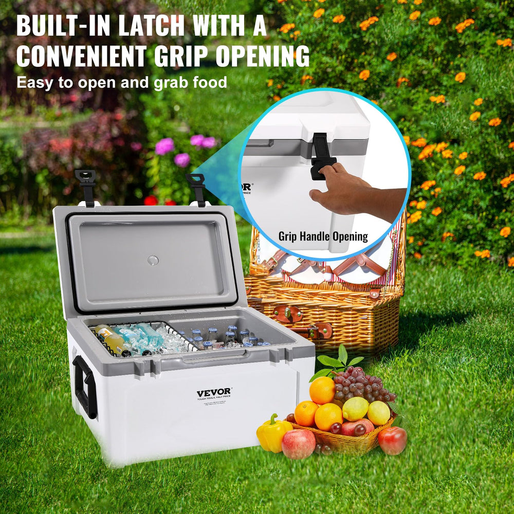 VEVOR Ultra-Light 52 Qt built-in beer opener adds convenience.