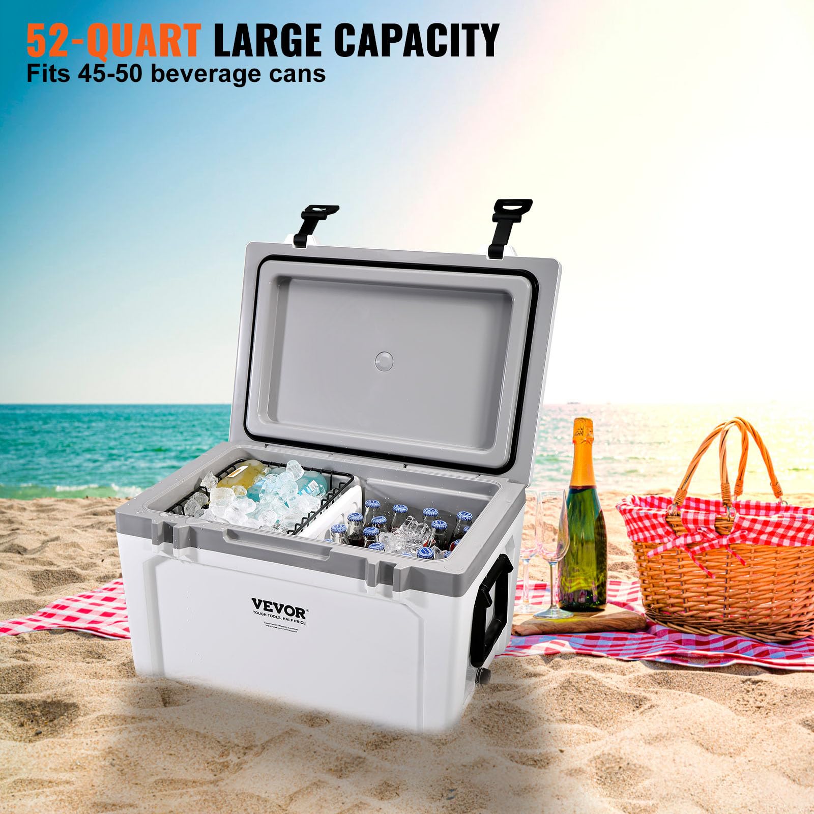 VEVOR Ultra-Light 52 Qt display of test cooling performance.