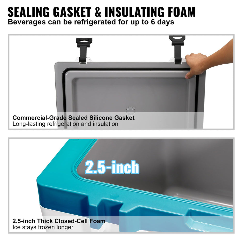 VEVOR Ultra-Light 52 Qt insulated wall emphasizes strong ice retention.