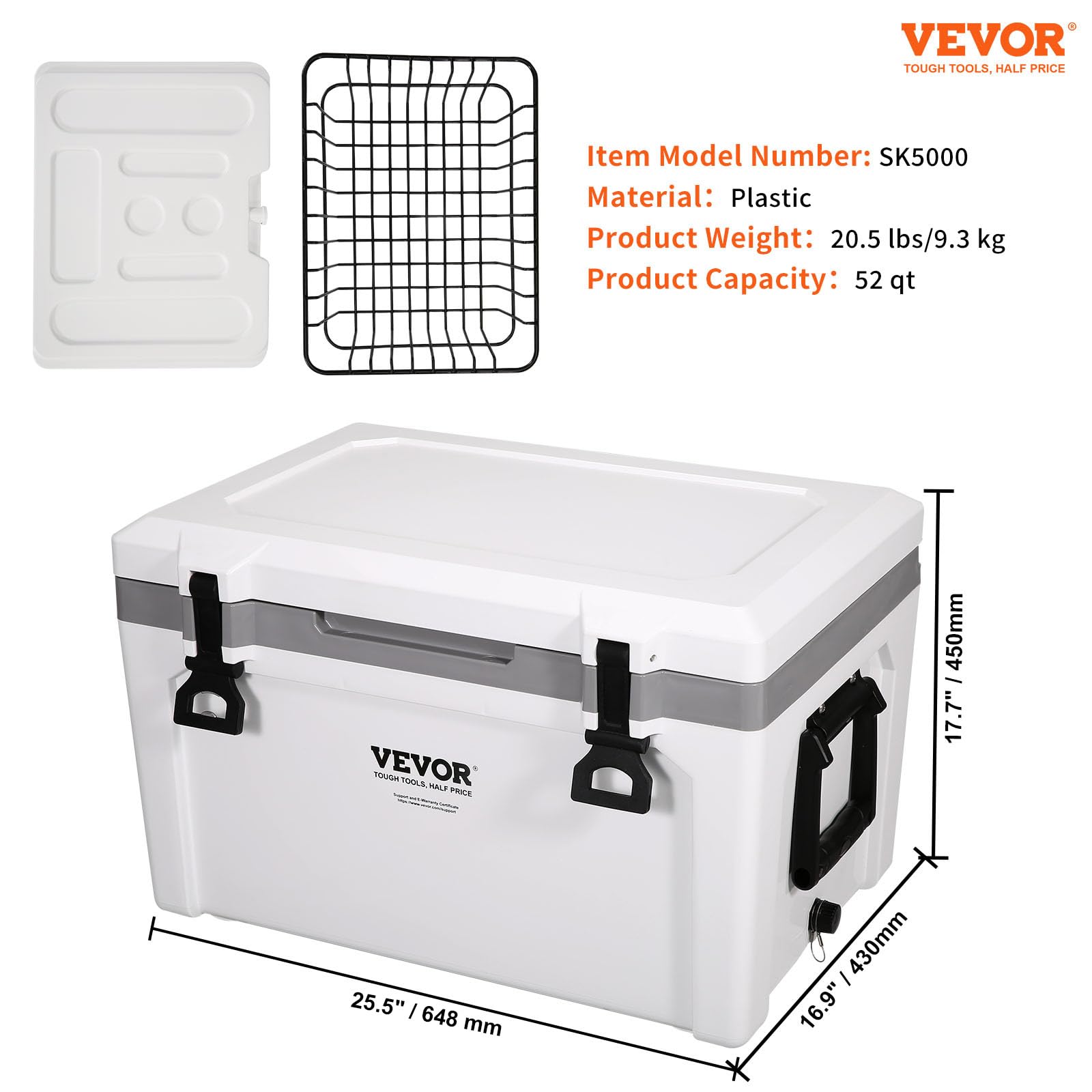 VEVOR Ultra-Light 52 Qt interior separator helps separate foods.