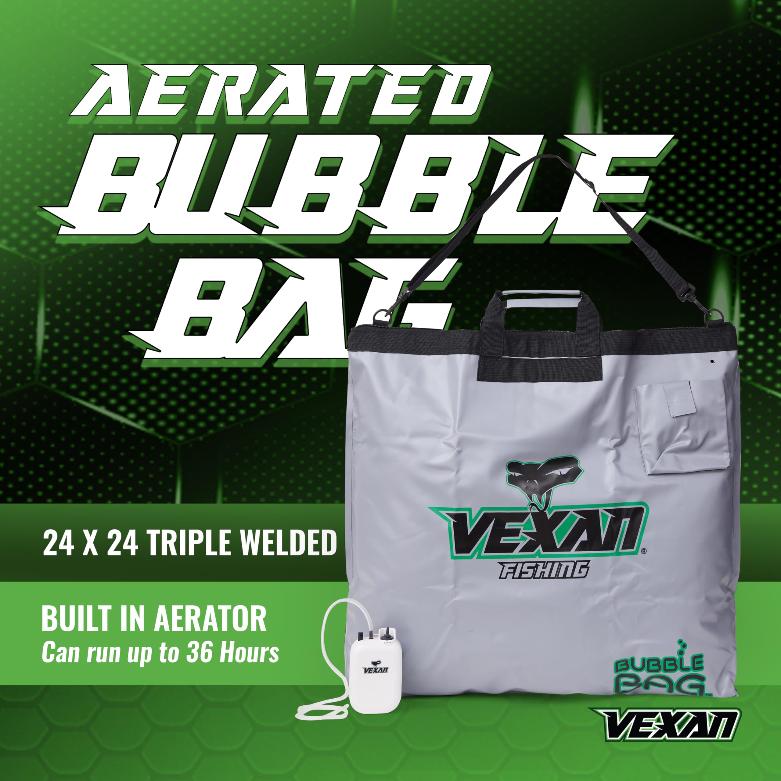 Vexan 24x24 bubble bag offers spacious room for multiple tournament bass safely contained