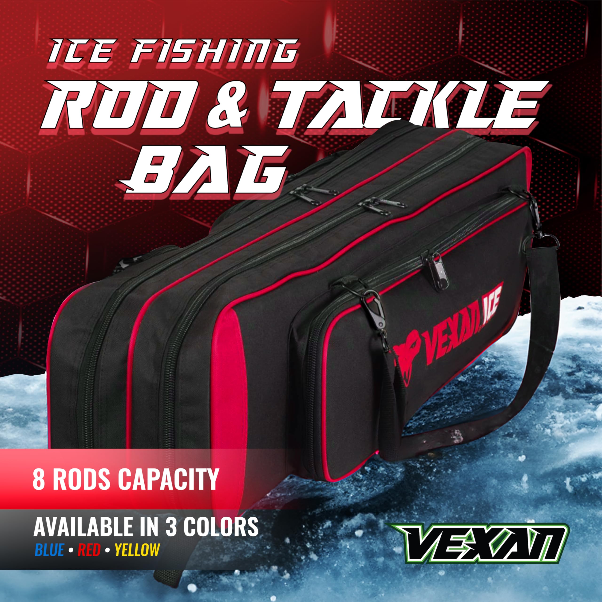 Open interior showing padded compartments for 8 rod/reel combos