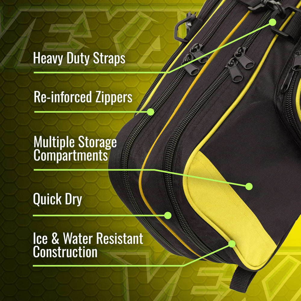 External pockets and yellow zipper detail
