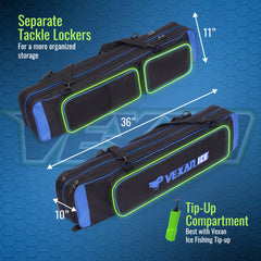 External pockets on Vexan ice fishing rod case for gloves and lures