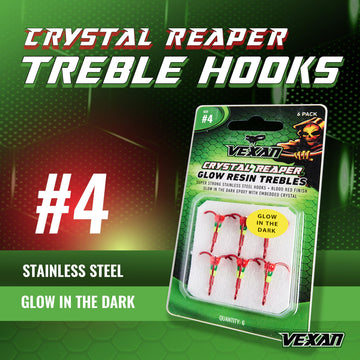 Close-up of Glow Crystals with epoxy on Vexan treble hook
