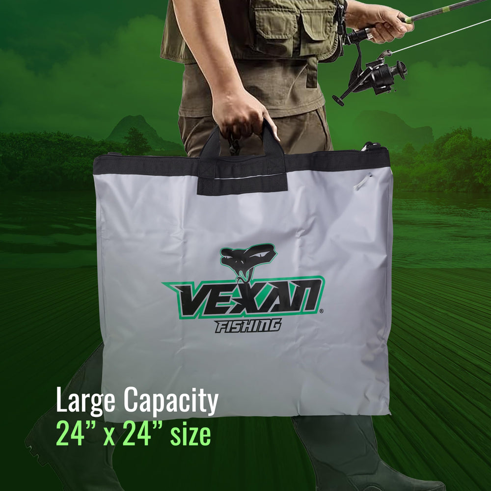 Vexan waterproof seal with heavy-duty zipper keeps water in and fish safe.