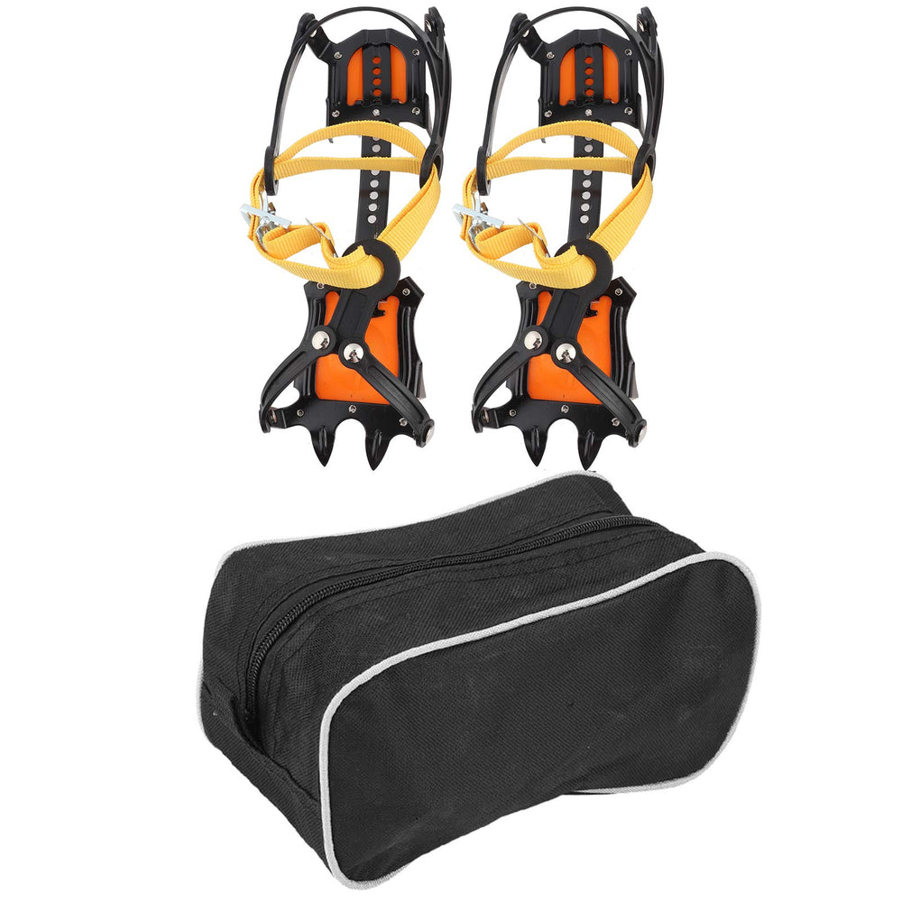 VGEBY adjustable claw crampons showing length-adjustable fit for boots