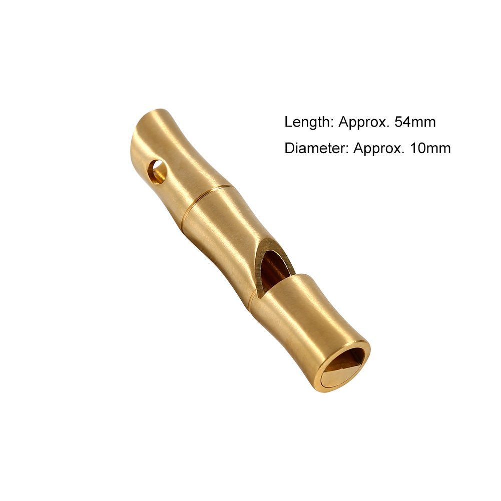 VGEBY brass whistle top-hole detail highlighting necklace wearability