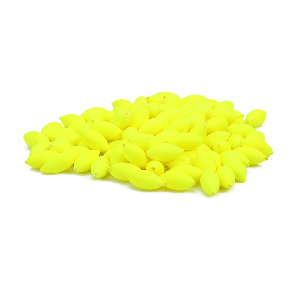 VGEBY fishing floats beads closeup highlights yellow beads texture and durable material.