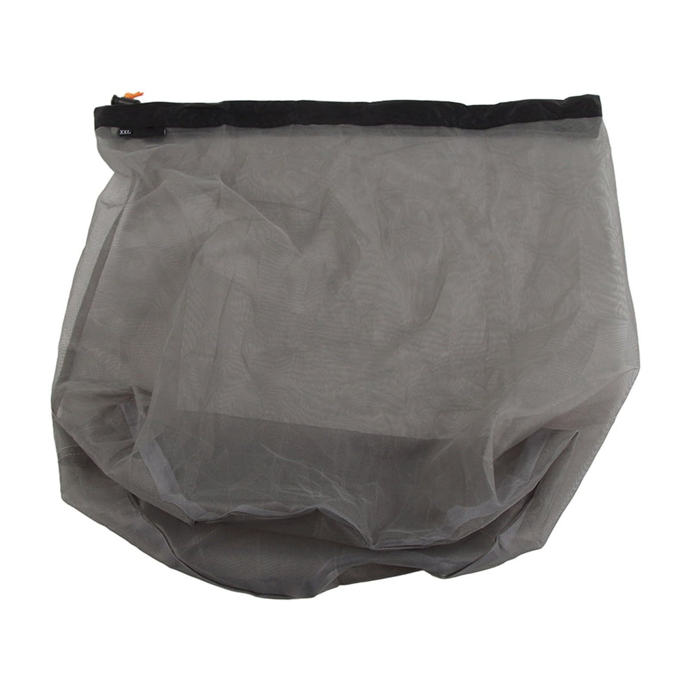VGEBY Nylon Mesh Stuff Sack XXL-Black with drawstring for quick camping gear organization.