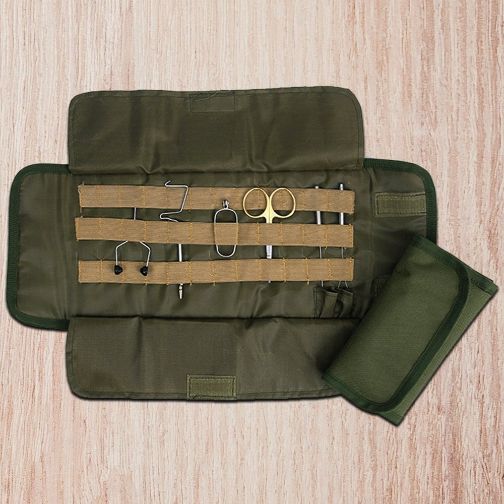 Open nylon bag showing tool compartments