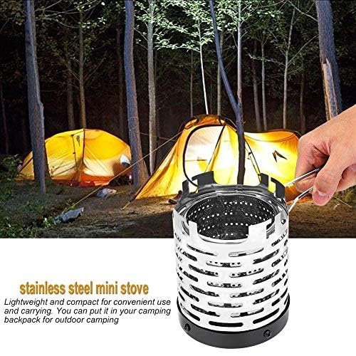 VGEBY stainless steel mini tent heater showing durable construction for harsh environments
