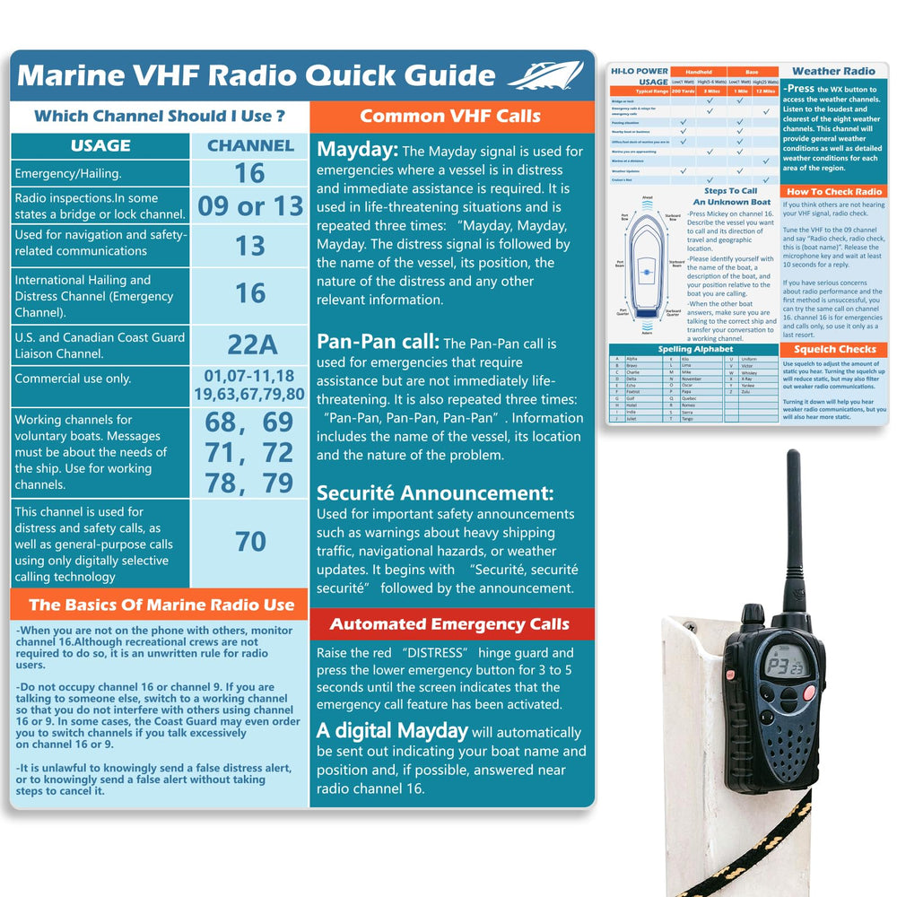 Quick Boating Guide VHF Radio Marine Quick Guide Chart 8.5×11 In. – Boating Reference Card ...