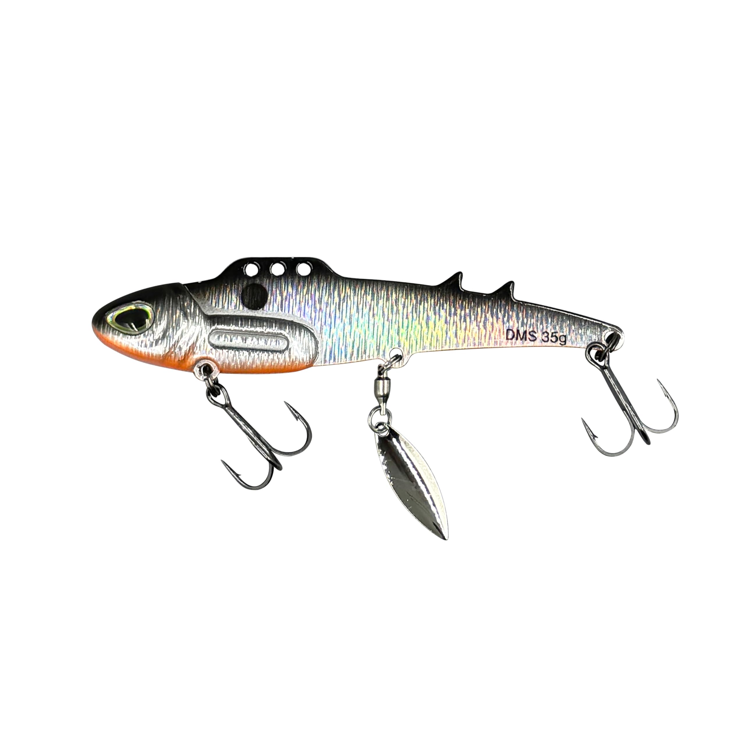 VIB Night Glow Fishing Lure - Purple and Silver Black full view