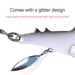Metal plate vibration bait profile with treble hooks