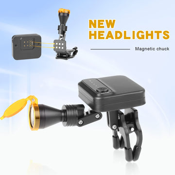 VIBURISH black compact headlamp in a professional workspace.