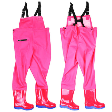 VicBre Kids Chest Waders with non-slip boots provide secure footing on slippery surfaces