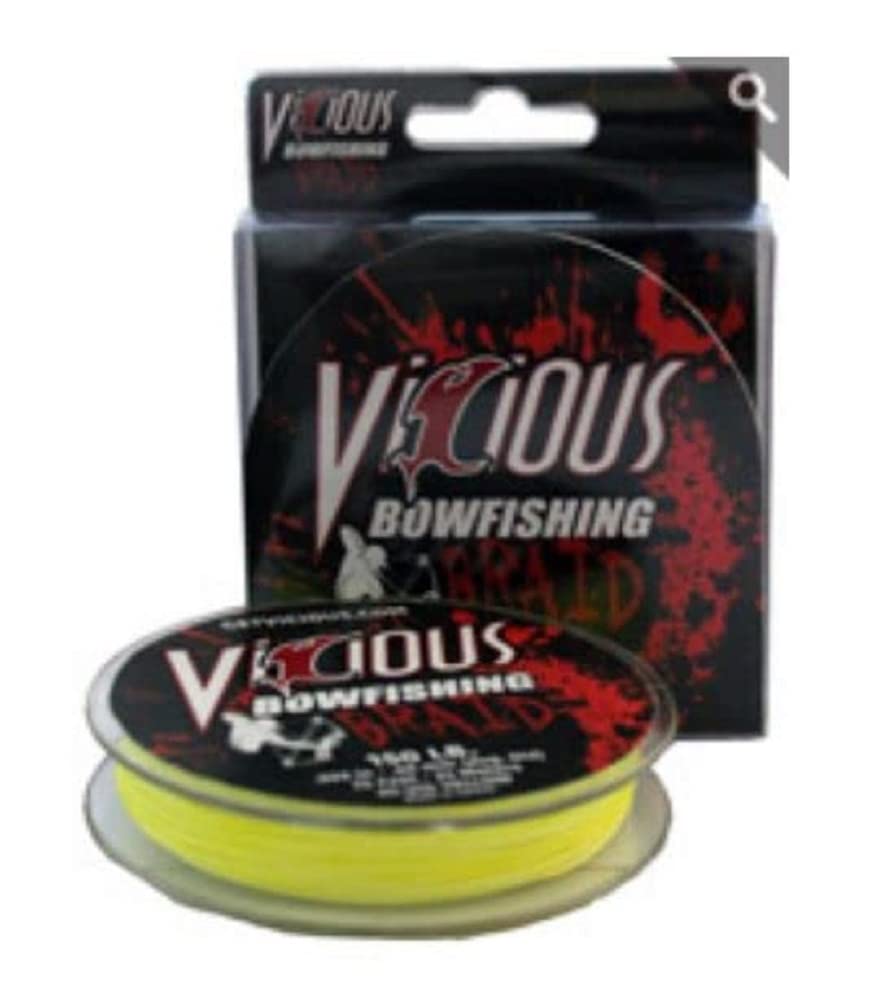 Vicious Fishing 200LB HI-VIS bowfishing braid close-up for precise targeting