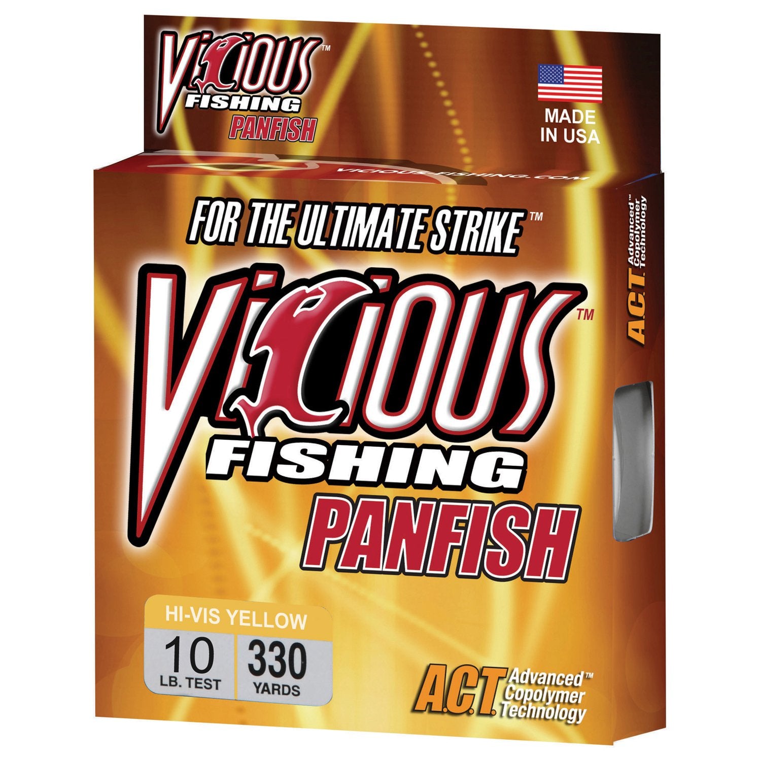 Vicious Fishing Yellow PYL10 line on a spool for high visibility and easy strike detection