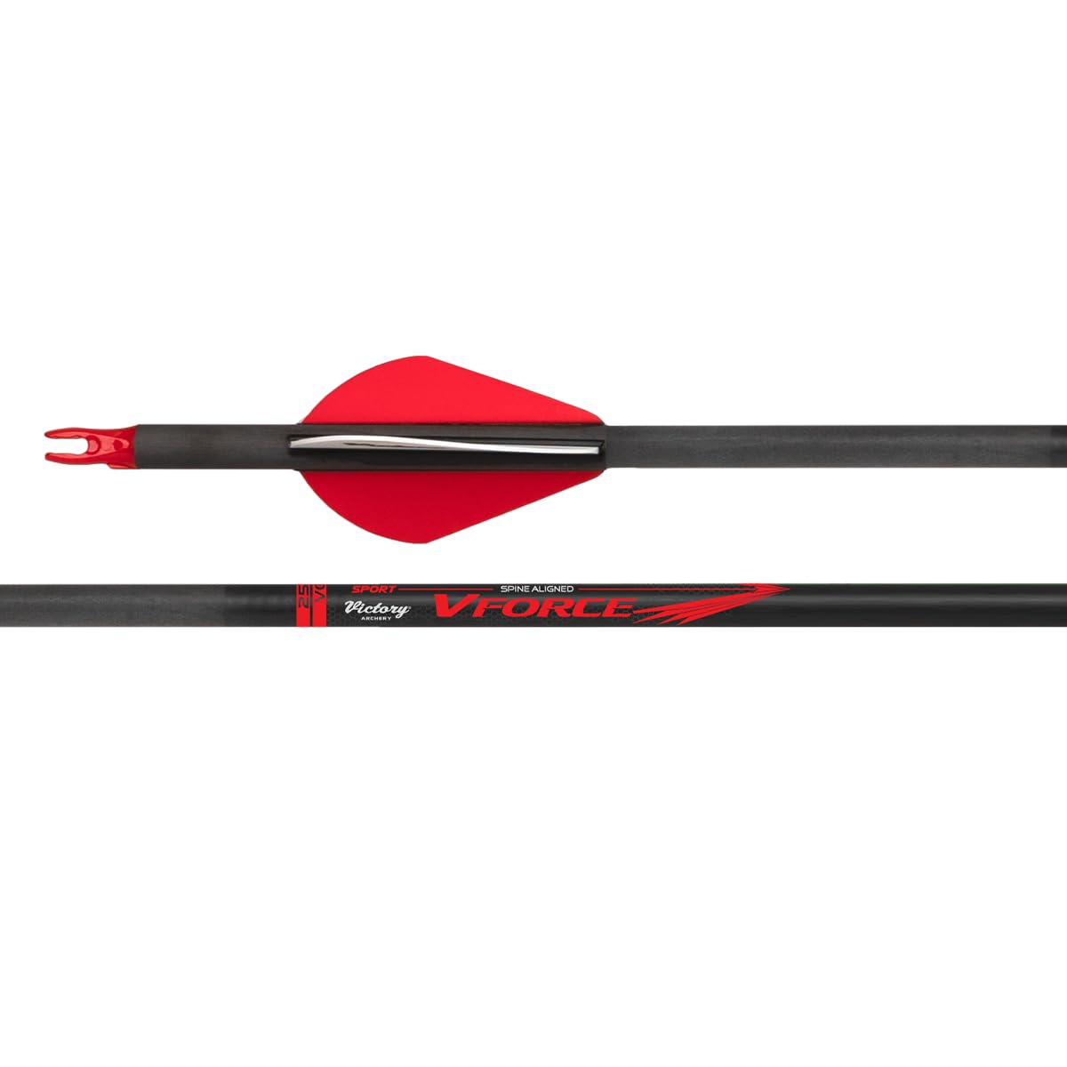 Victory Archery VForce arrow pack highlights standard diameter and carbon core for hunting accuracy.