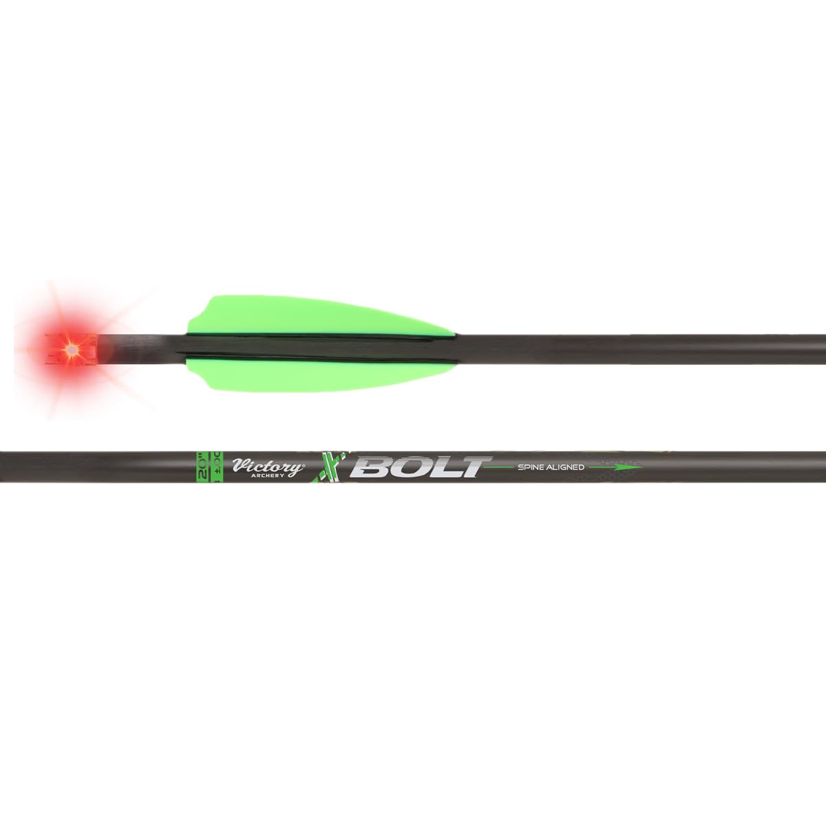Victory Archery XBolt 20in crossbow bolt with green lighted nocks for precise practice