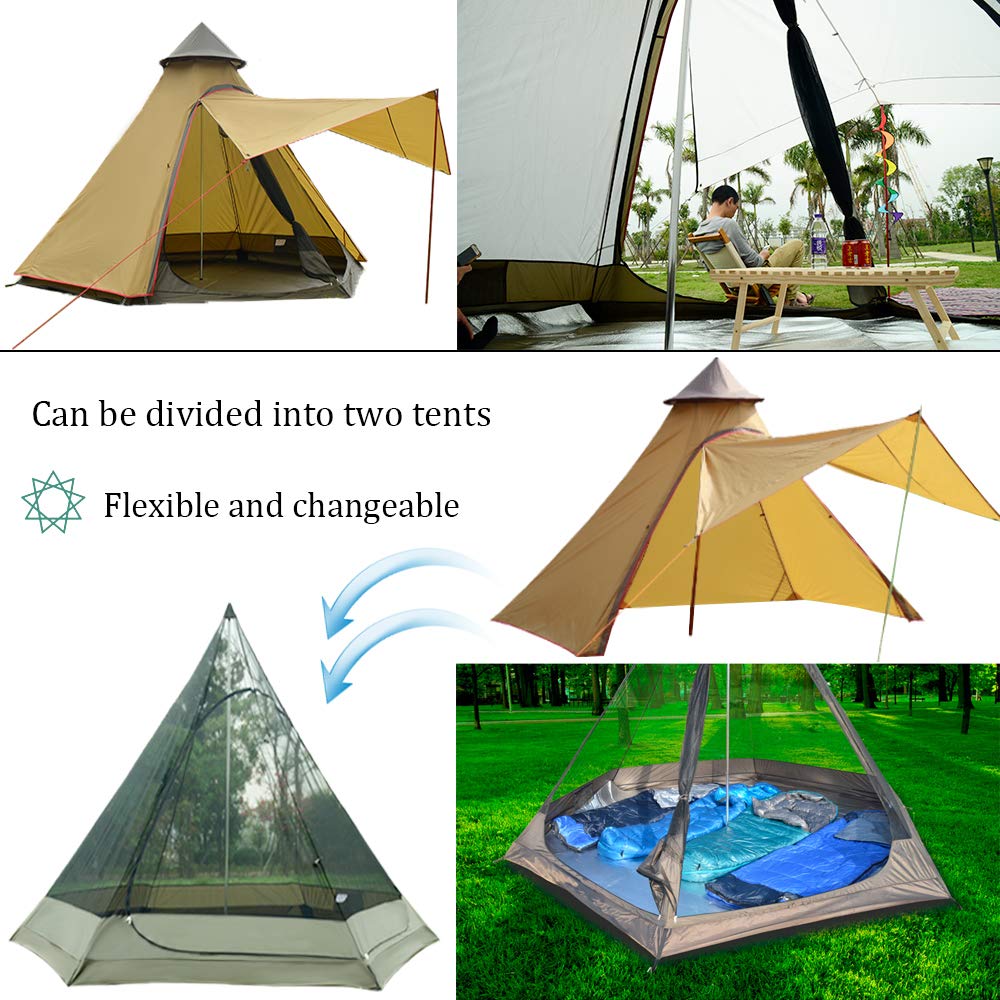 Vidalido family camping setup in outdoor terrain illustrates versatility.