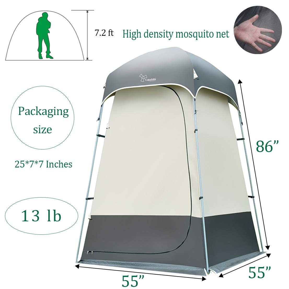 Vidalido outdoor shower tent gray beach-and-campsite-use example.