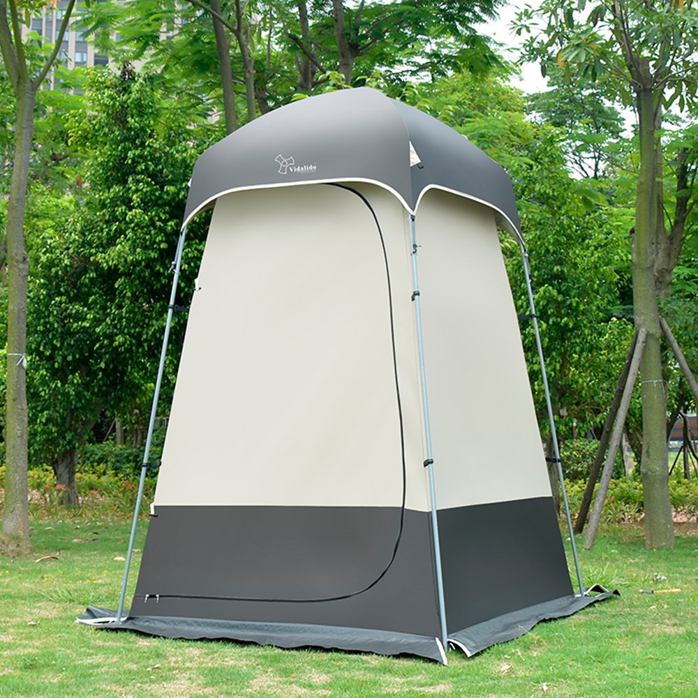 Vidalido outdoor shower tent gray entrance privacy view highlighting entry.