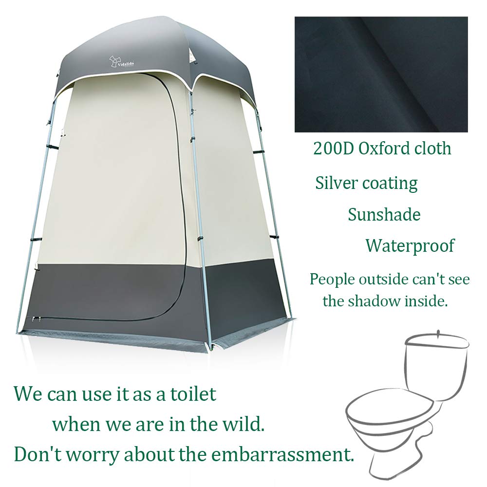 Vidalido outdoor shower tent gray packable-compact design for travel.
