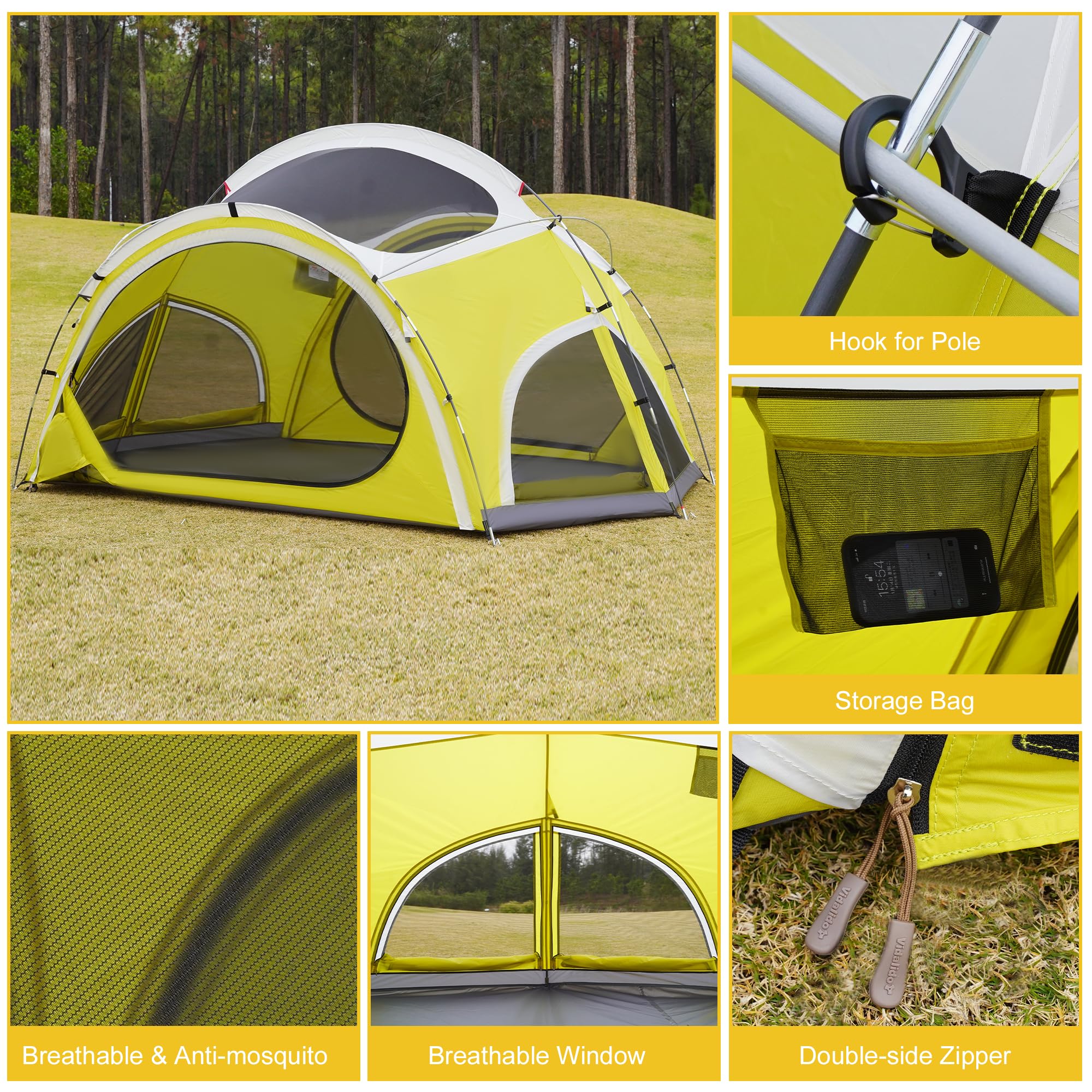Vidalido tent interior with pockets and gear loft for organization