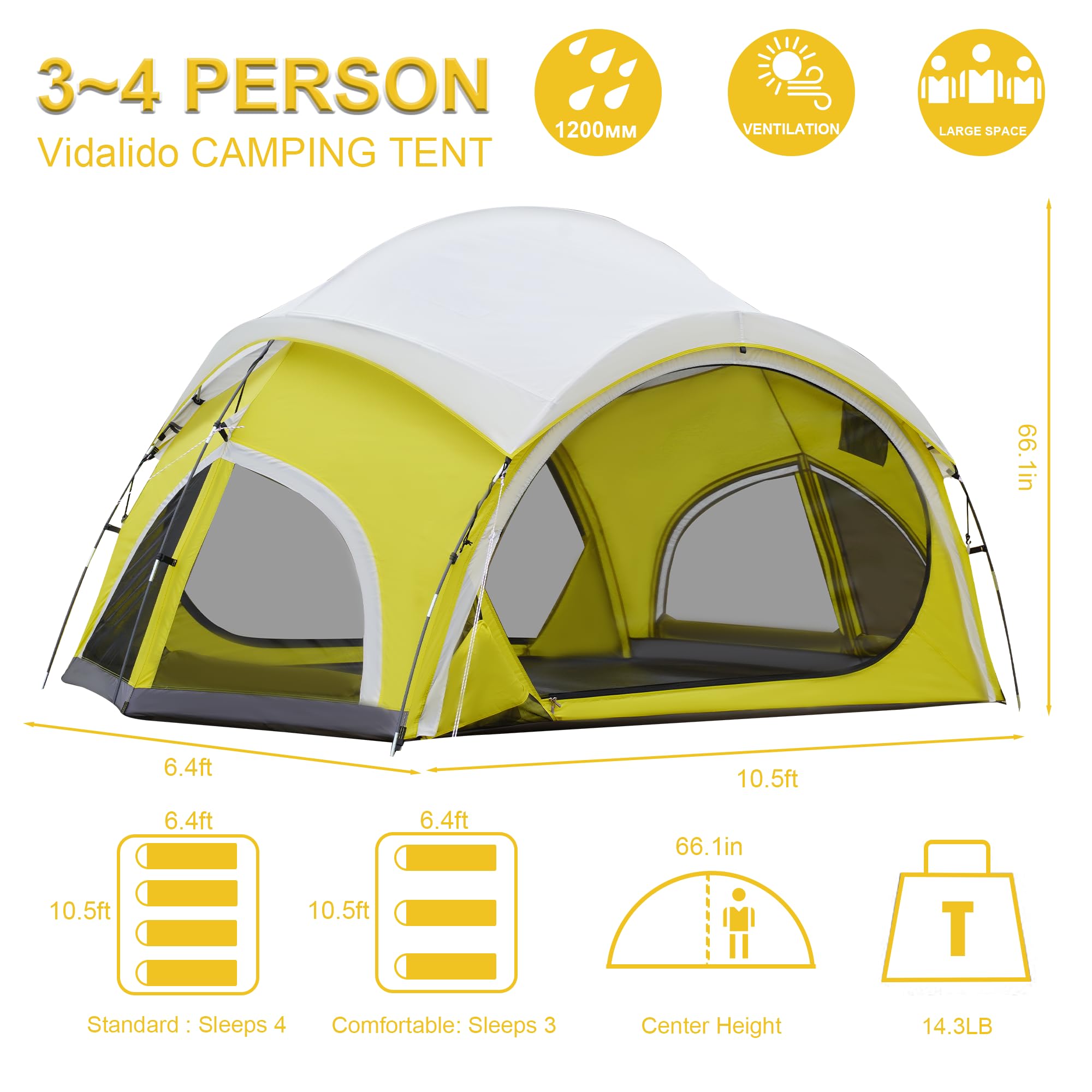 Vidalido tent top mesh roof for stargazing and ventilation