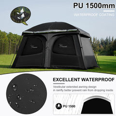 Vidalido Tents extended vestibule adds storage and shelter space.