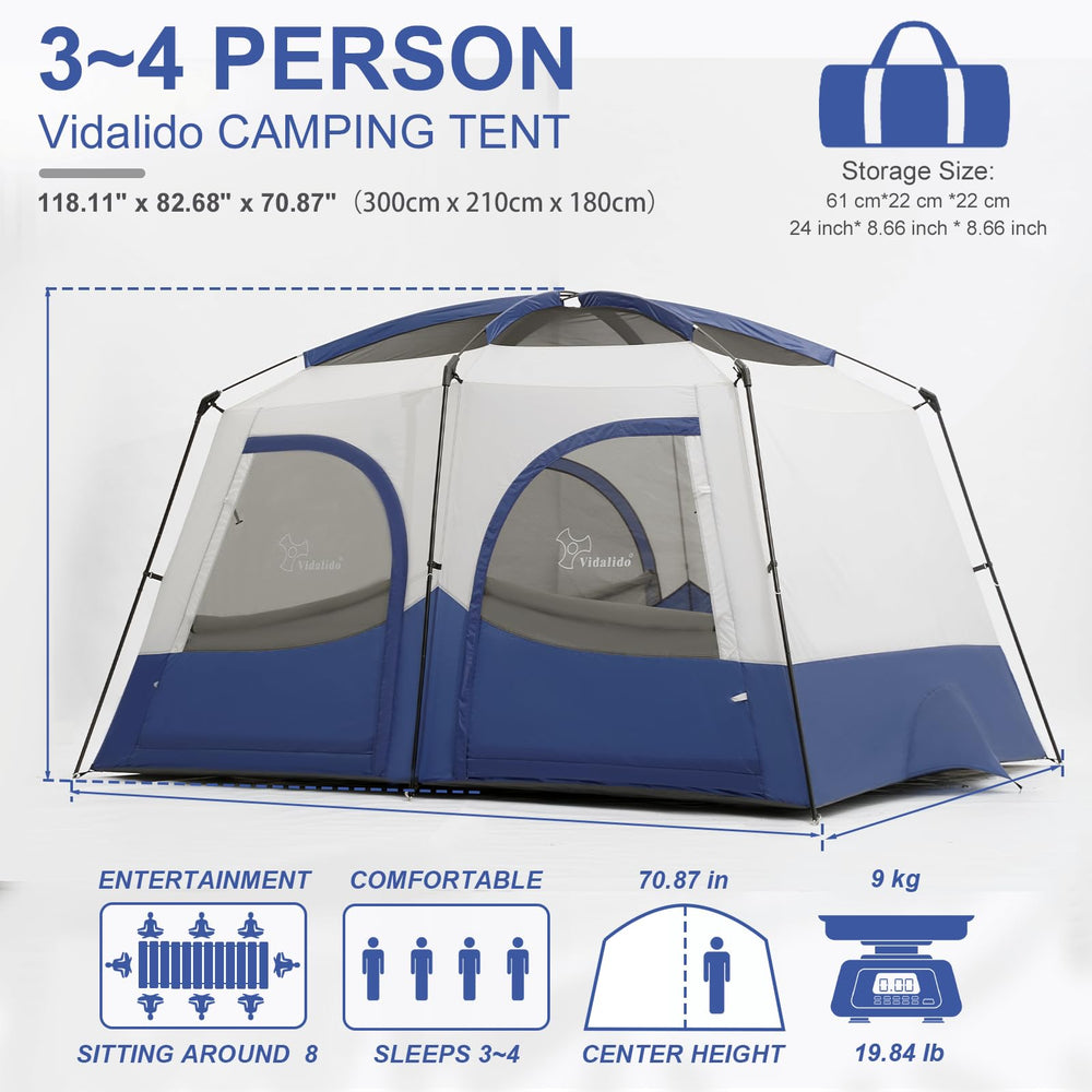 Vidalido Tents reinforced poles provide wind resistance for stable family camping.