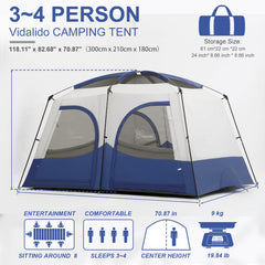Vidalido Tents reinforced poles provide wind resistance for stable family camping.