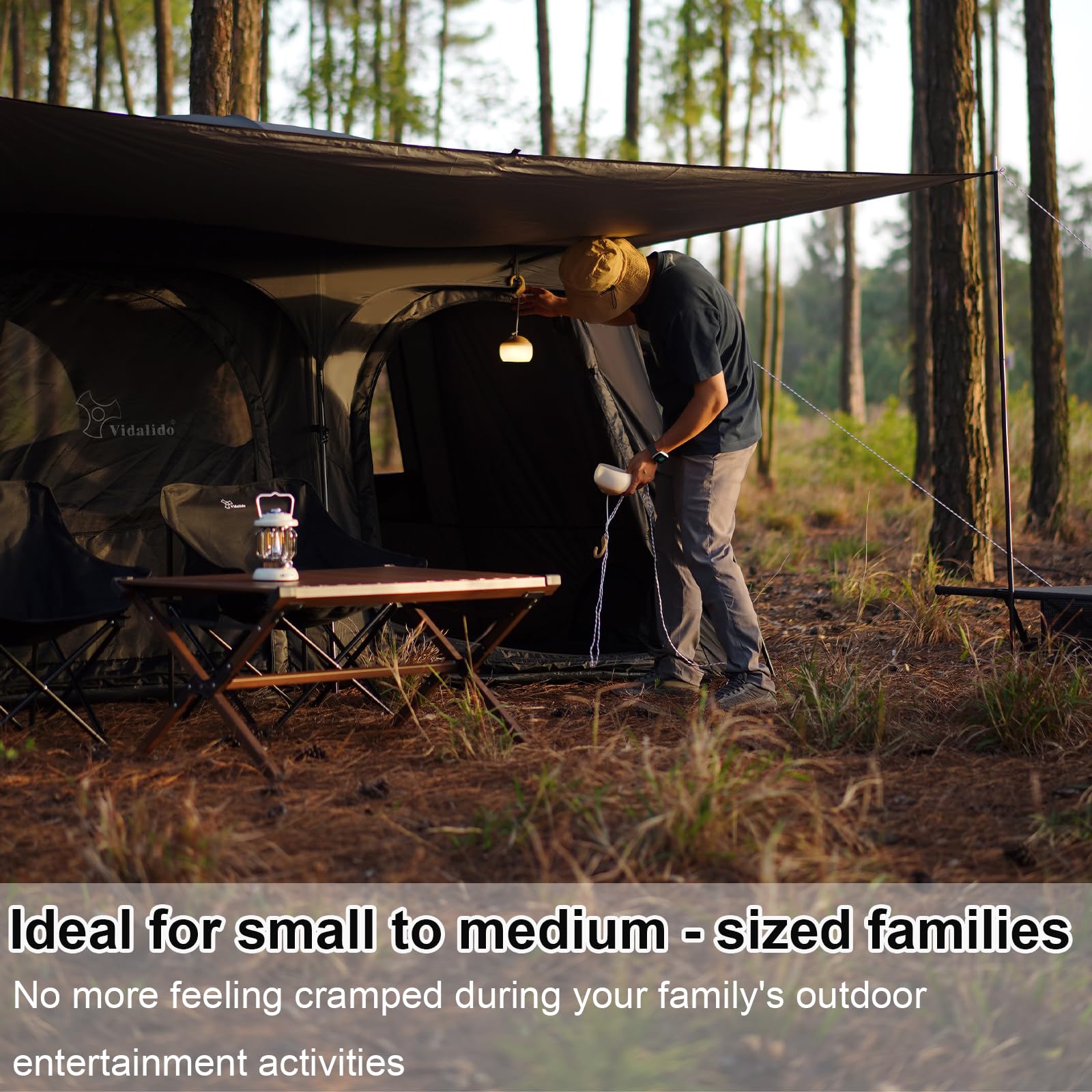 Vidalido Tents quick easy setup reduces camping setup time.