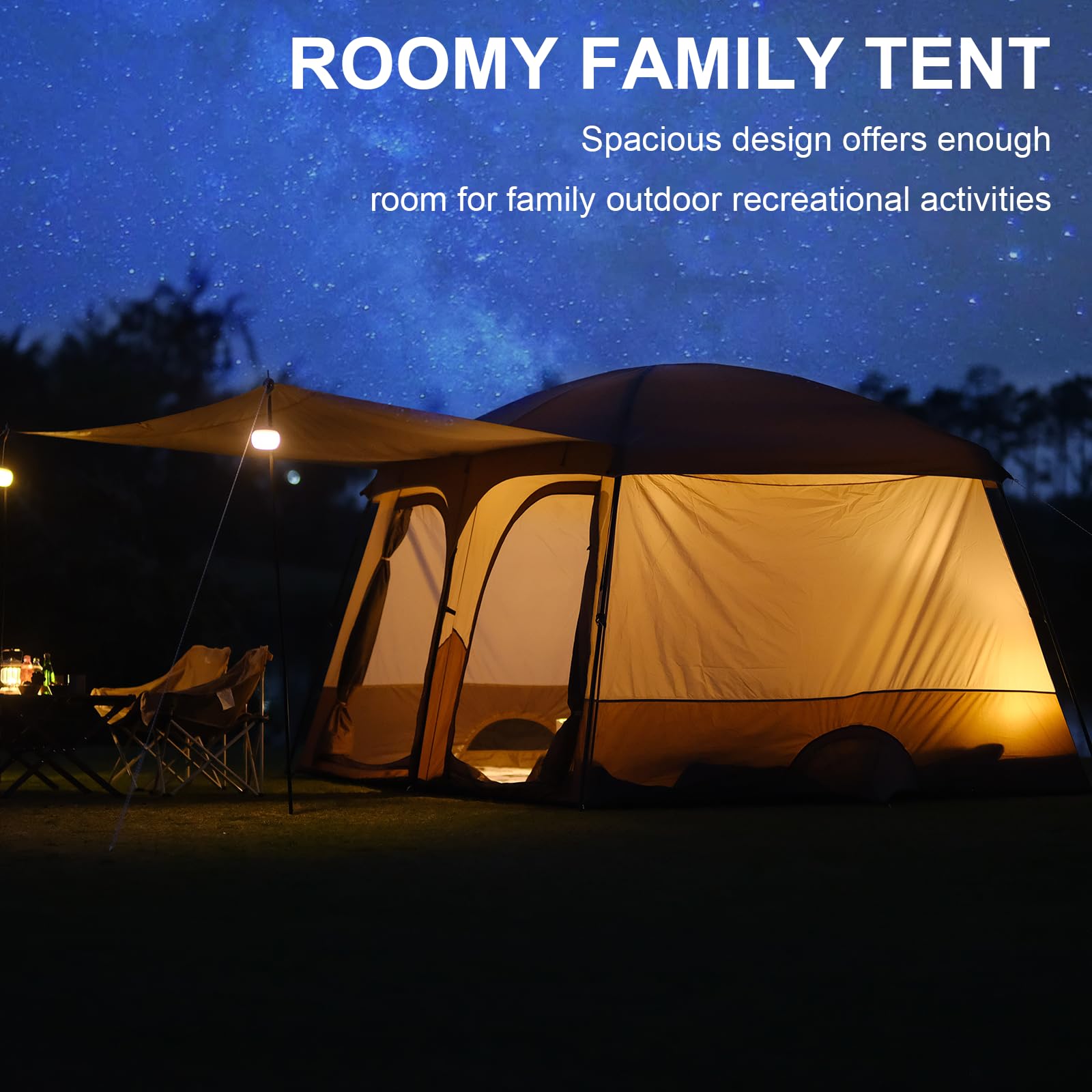 Vidalido Tents rainfly coverage enhances weather protection during showers.
