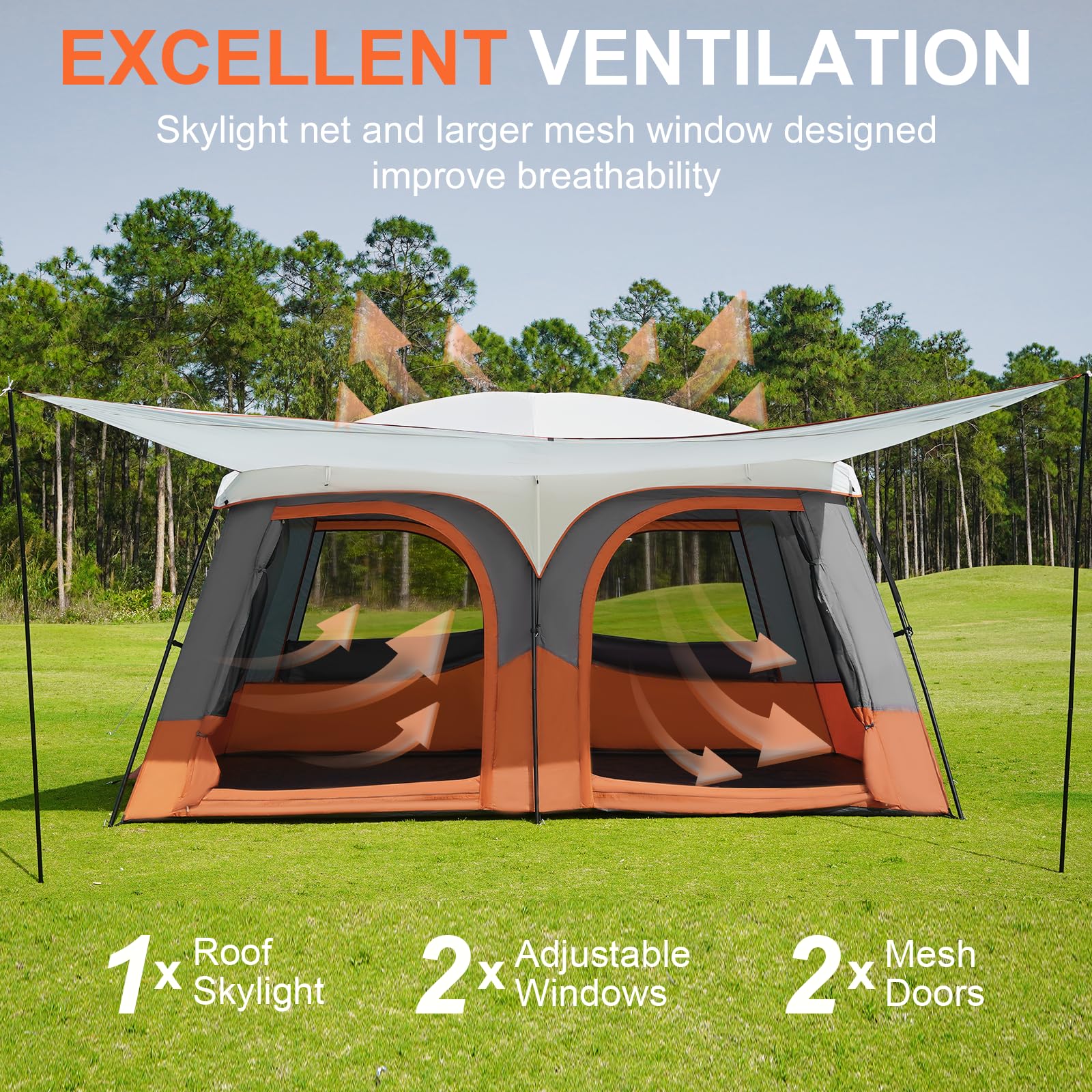 Vidalido Tents spacious two-room layout creates private sleeping area.