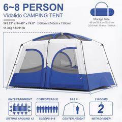 Vidalido Tents spacious 2-room interior showing private sleeping and storage zones