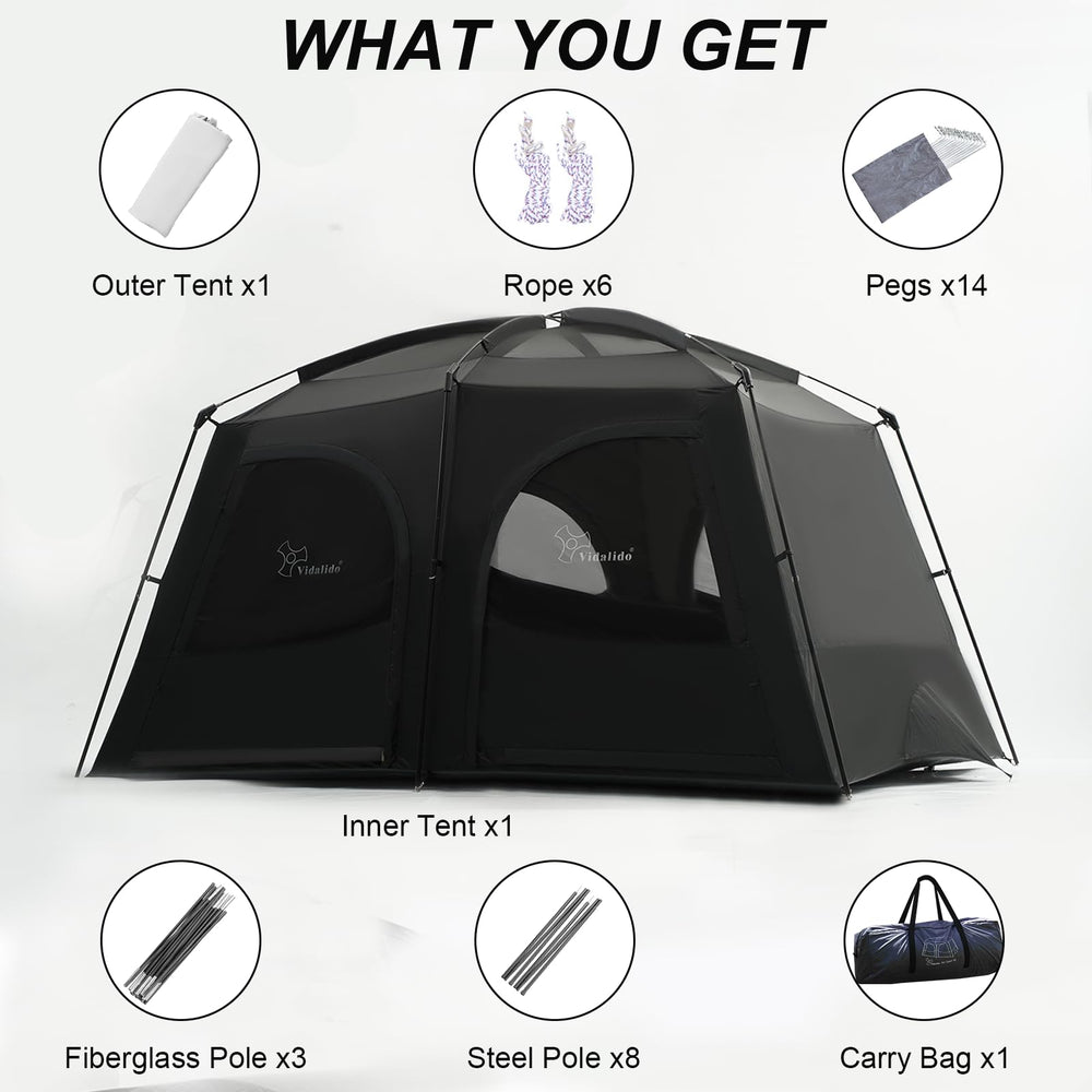 Vidalido Tents spacious interior fits family gear for comfortable nights.