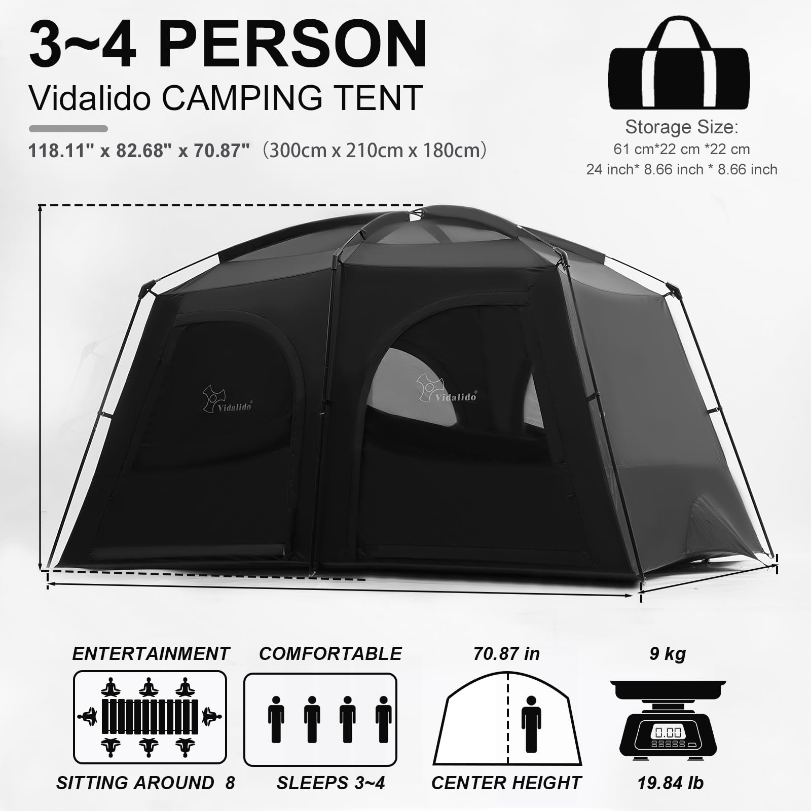 Vidalido Tents upgraded reinforced poles resist wind and stay sturdy.