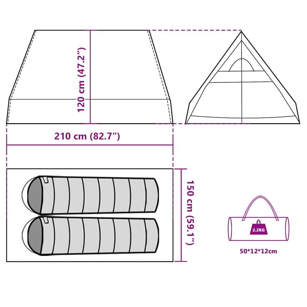 vidaXL camping tent A-frame 2-person green interior offers dry shelter and space