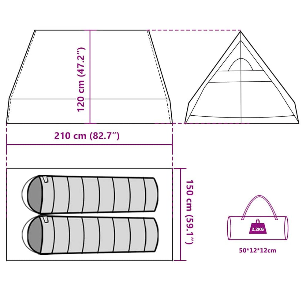vidaXL camping tent A-frame 2-person green interior offers dry shelter and space