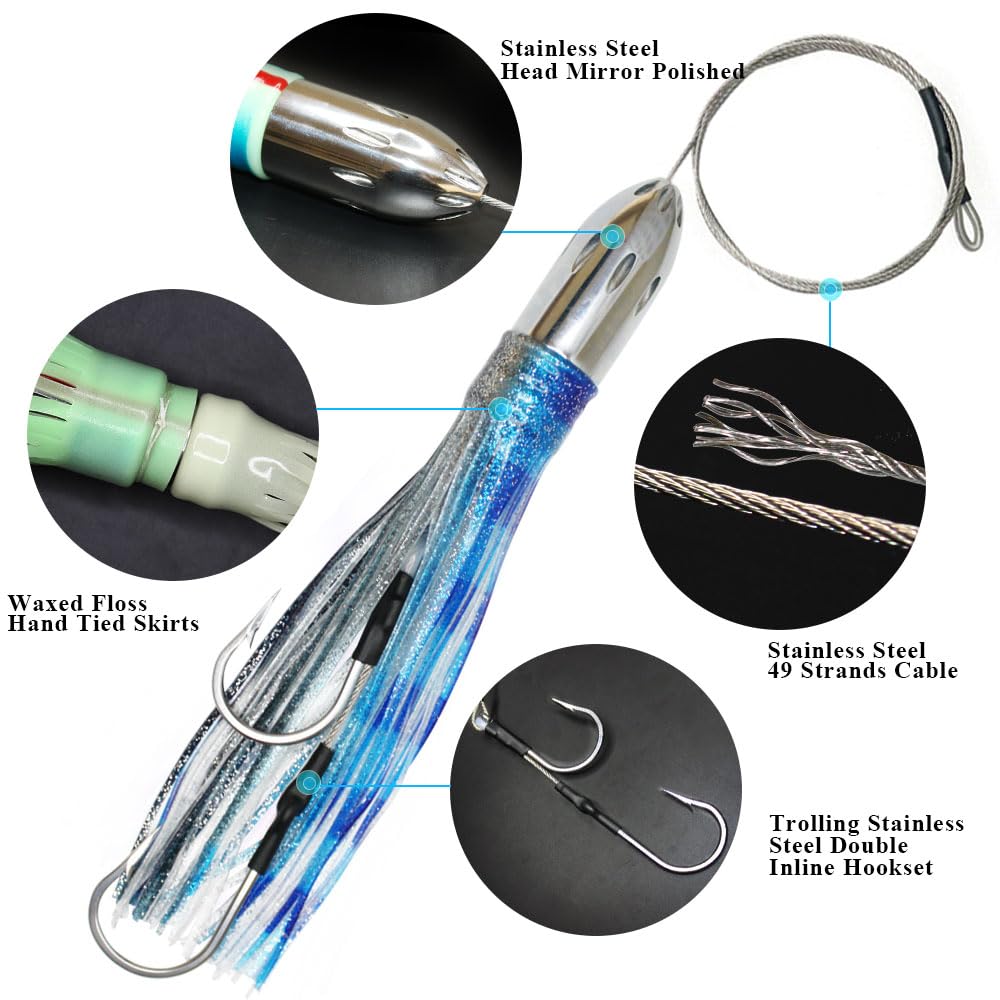 VIKETECH six-color trolling lure set with tangle-free mesh bag